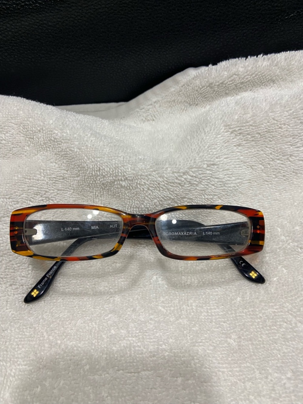 BCBGMaxAzria Mia Tortoiseshell Rectangular Eyewear in Brown and Amber